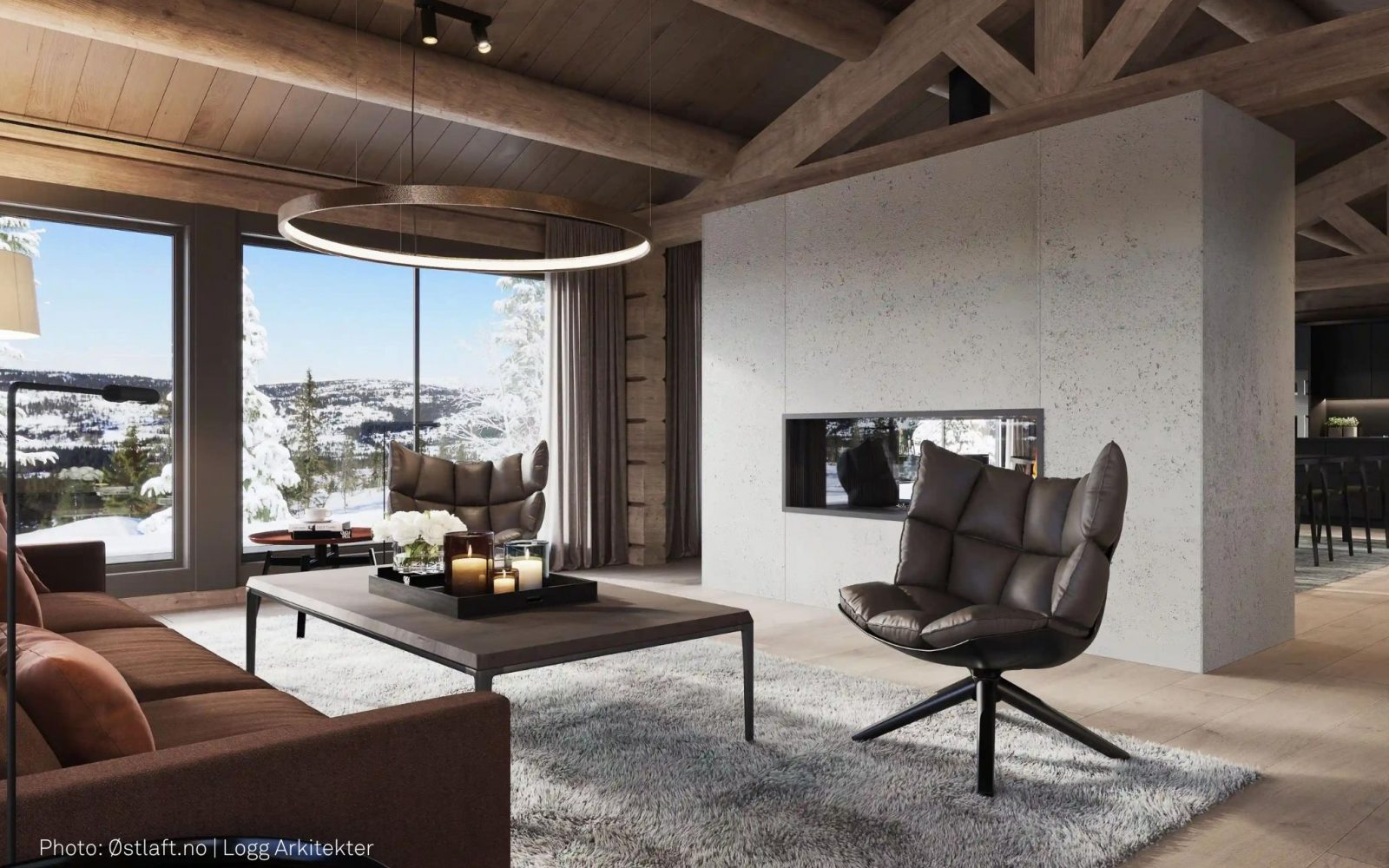Perfekt kombinasjon av tradisjon og moderne valg. Fra den prisvinnende hyttemodellen Trend Polaris fra Østlaft AS, tegnet av Logg Arkitekter